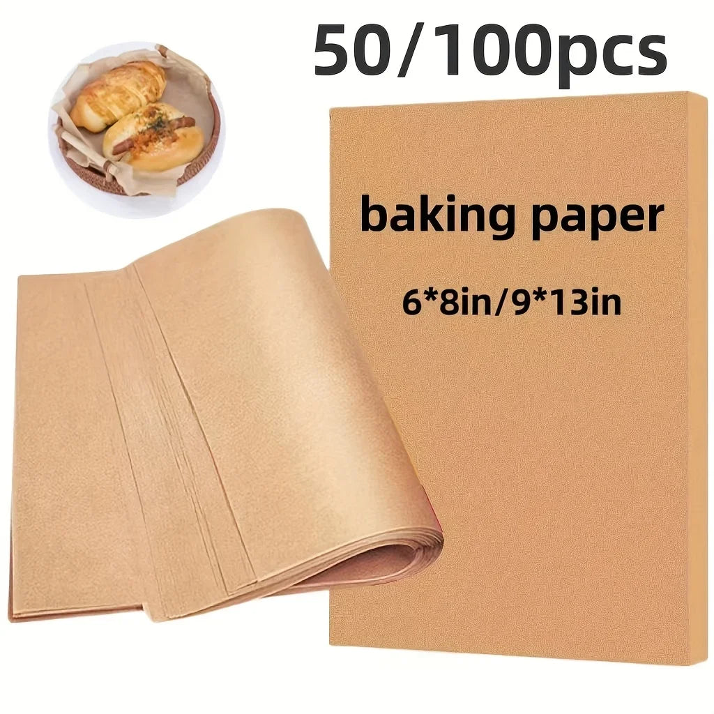 50/100Pcs Unbleached Baking Parchment Paper Sheets for Air Fryer Oven