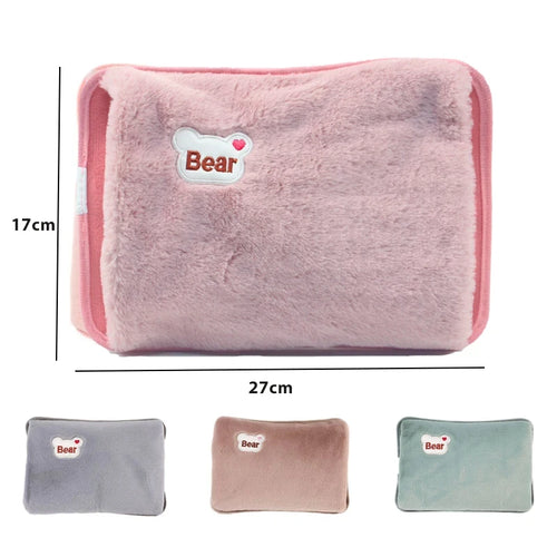 Electric Hot Water Bag Reusable Plush Hot Water Bottle EU Plug