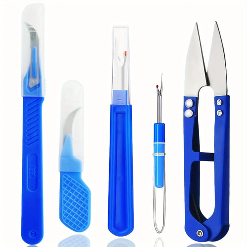 5 pieces of blue sewing tear machine kit, including thread tear