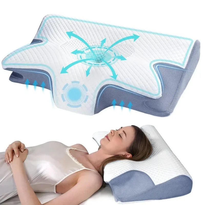 Sleep Memory Pillow Butterfly Memory Foam Neck Pillows Contoured Sleep