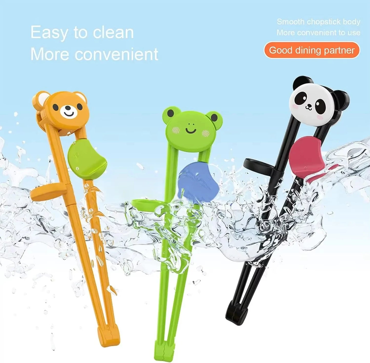 3Pcs Cute Animal Learning Chopsticks for Children Cartoon Elementary
