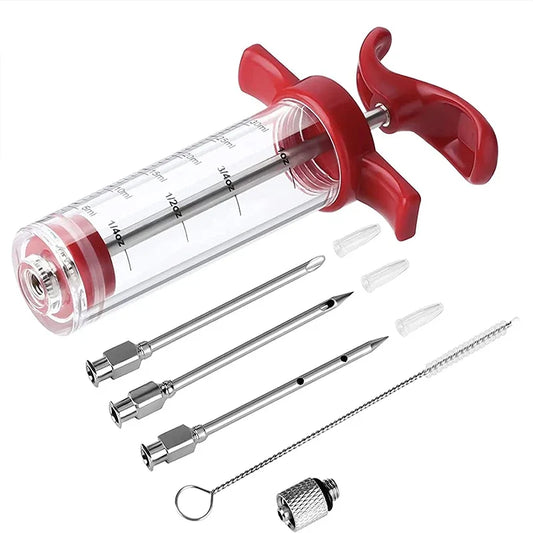 Meat Injector Syringe With 3 Marinade Injector Needles for BBQ Grill