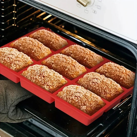 1pc 9-Cavity Silicone Mini Loaf Pan for Baking Cake, Bread, Meatloaf,