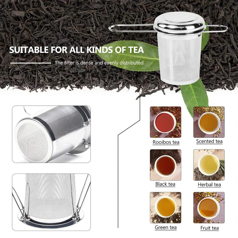 Stainless Steel Mesh Tea Infuser with Lid Reusable Cup Strainer Loose