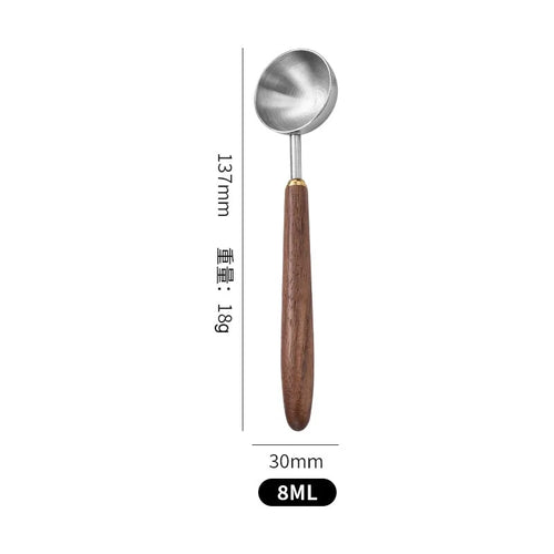 25ml Wooden Handle Stainless Steel Coffee Scoop Tablespoon Measuring