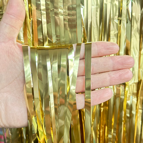 Cheap as a Party Metallic Tinsel Foil Fringe Curtains Backdrop for