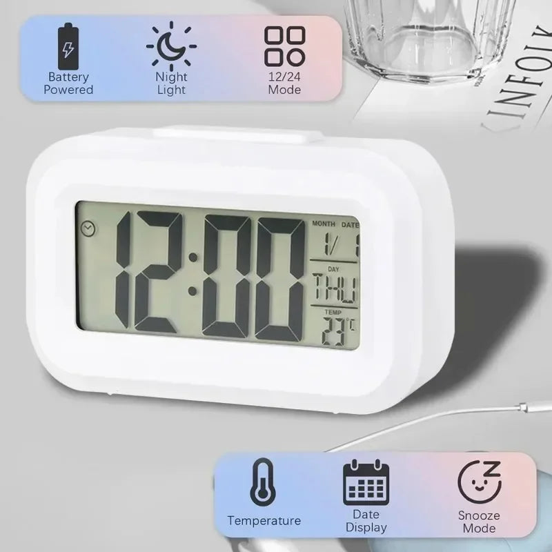Led Digital Alarm Clock Backlight Data Times Calendar Desktop