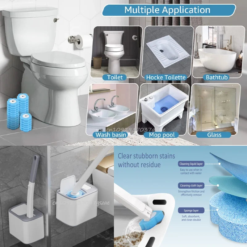 Disposable Toilet Brush Replaceable Wall-mounted Long Handle Toilet