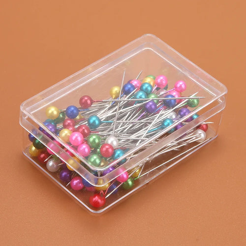 100/300/500pcs Colorful Round Pearl Head Needles Stitch Straight Push