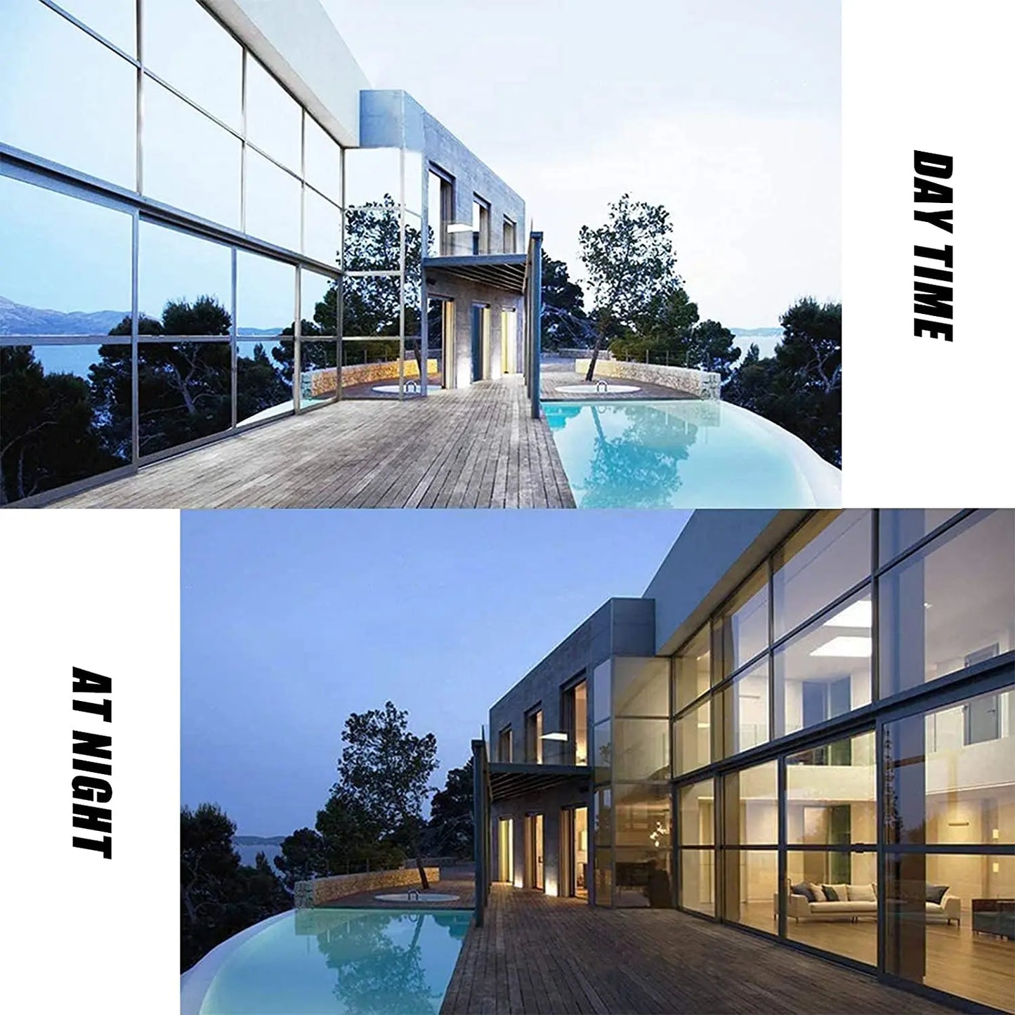 AFDB One Way Window Film, Mirror Effect Tint Glass Covering for Home