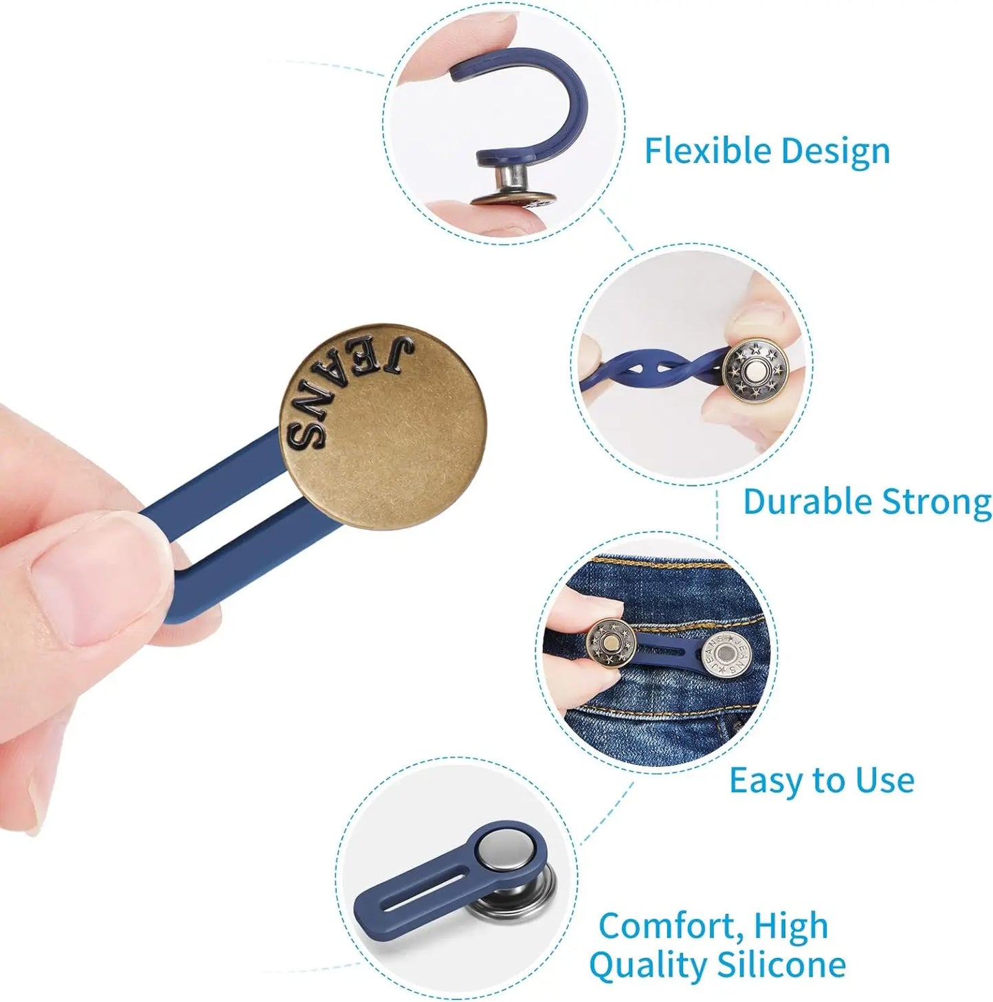 5pcs Metal Button Extender Perfect To Any Jeans Pants Free Sewing