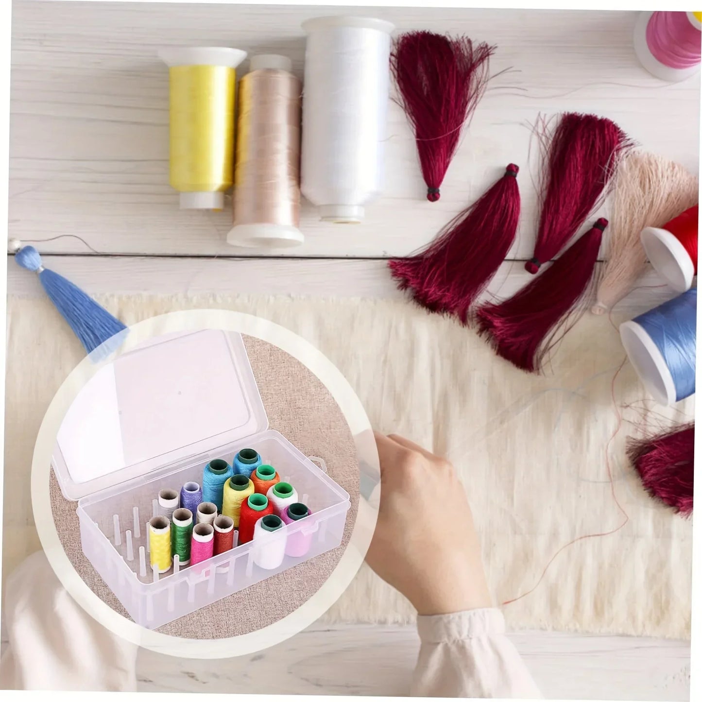 42 roll sewing thread storage box, transparent PP plastic embroidery