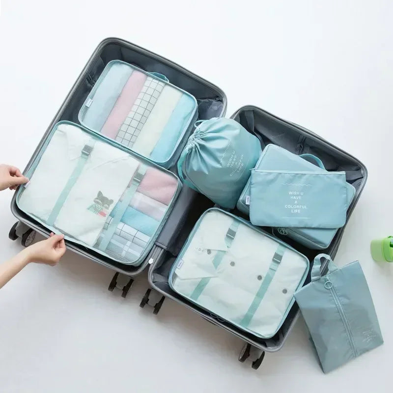 7PCS Set Travel Bag Shoes Clothes Storage Bags Luggage Organizer