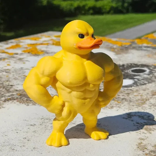 1pc Muscle Duck Statue - 3D Desktop Decor, Cute Bookshelf Whimsical