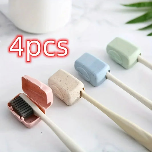 4pcs toothbrush head cover, travel portable toothbrush box, toothbrush