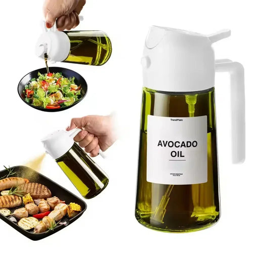 2 in 1 Olive Oil Dispenser Bottle 470ml Light-Blocking Dark Oil