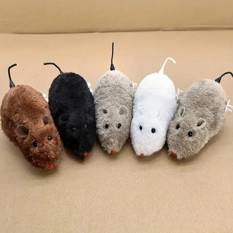 1/5pcs Fun and Interactive Plush Wind-Up Mouse Toy for Cats Dogs and