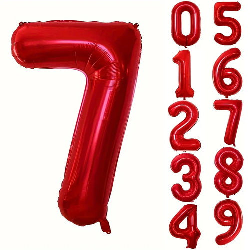 32INCH Red Number Foil Balloons for Birthday Anniversary Party Decor,