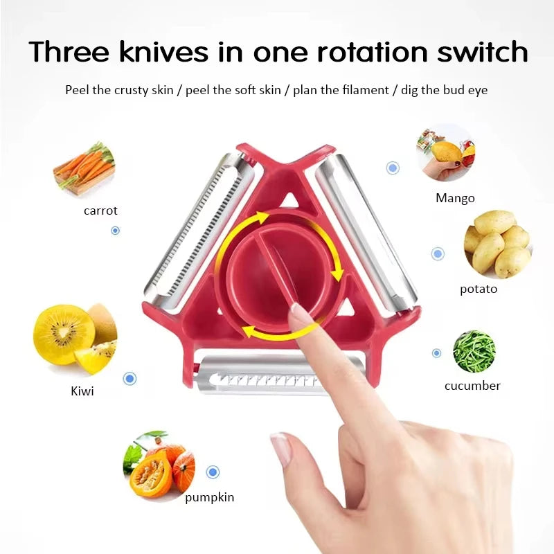 1/3Pcs 3 In 1 Multifunctional Peeler Magic Trio Peeler Set Slicer