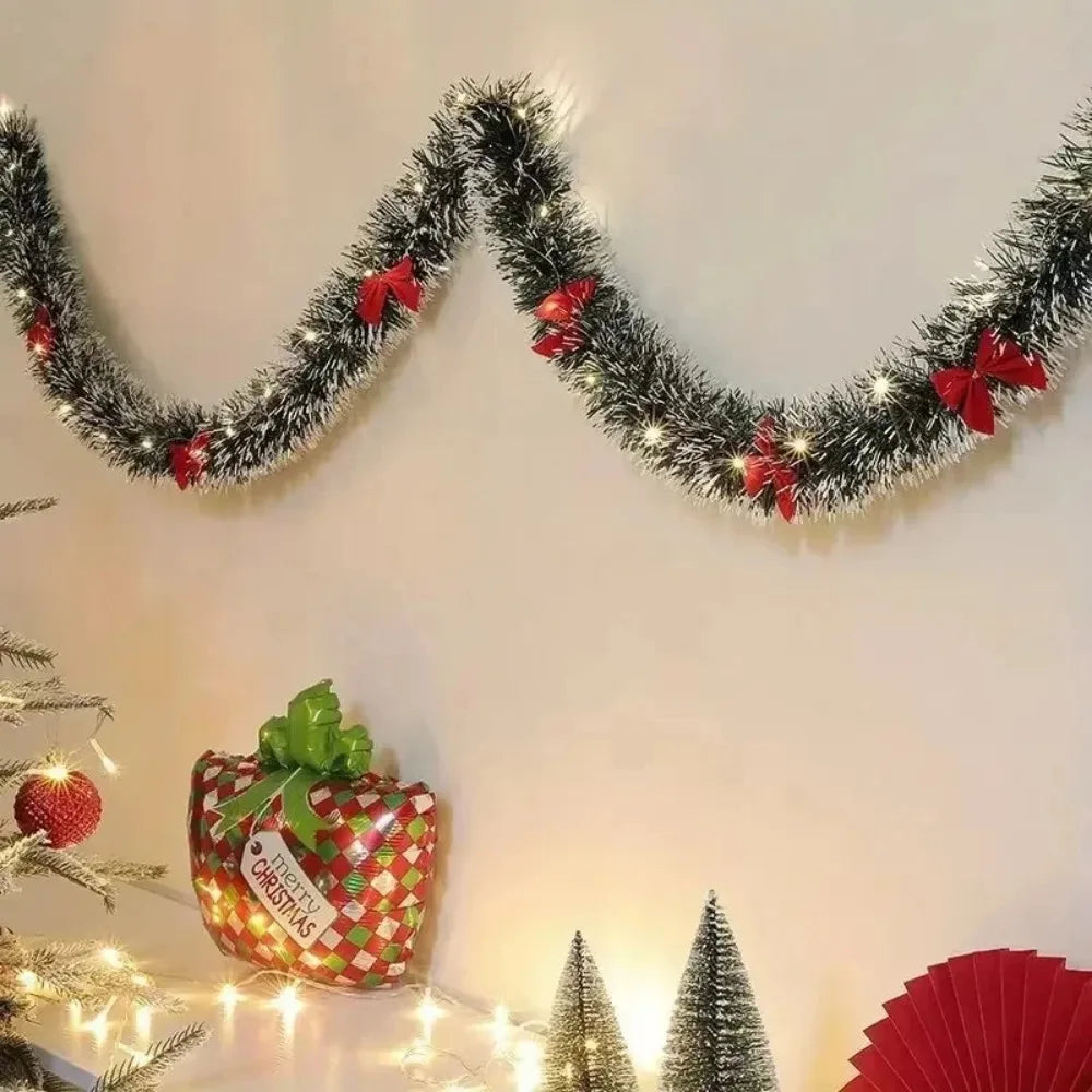 Christmas Tinsel Garland Artificial Christmas Garland With LED Lights
