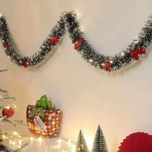 Christmas Tinsel Garland Artificial Christmas Garland With LED Lights