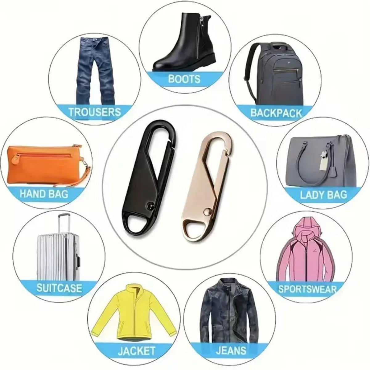 4PCS Zipper Head Replacement Parts Reusable Detachable Durable Multi