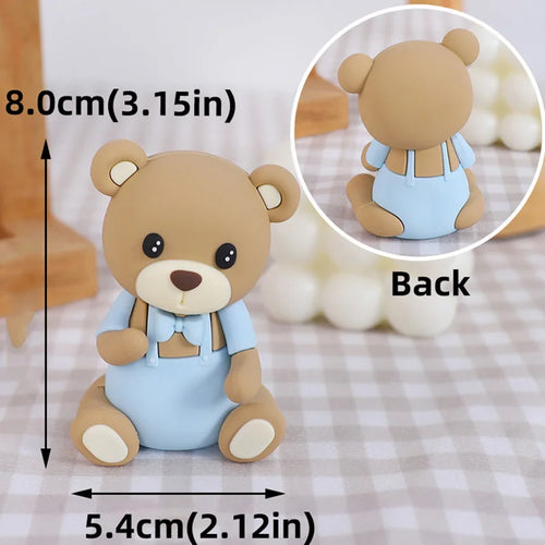 New 3D Bear Cake Topper Baby Shower Bear Decoration Boy Girl Happy 1st