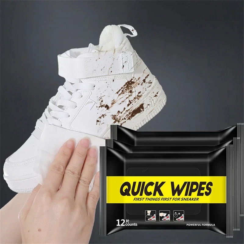 12Pcs/30Pcs Disposable Shoes Clean Wipes Portable White Shoes Cleaning