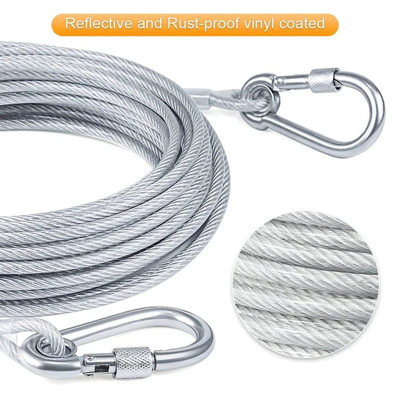 Double-headed Dog Tie Out Cable Leash ,raction rope with metal buckle
