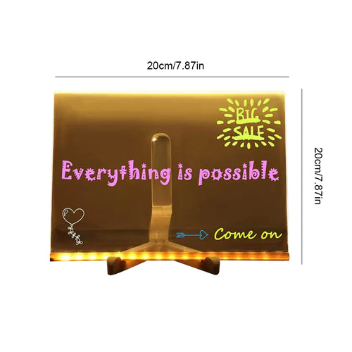 Light Up Acrylic Message Board Rewritable DIY Children's Glowing