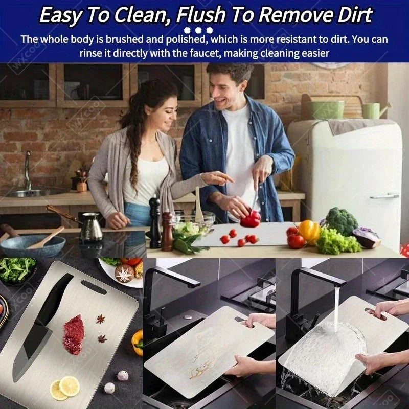 Double Sided 304 Stainless Steel Cutting Board Anti-Slip Chopping