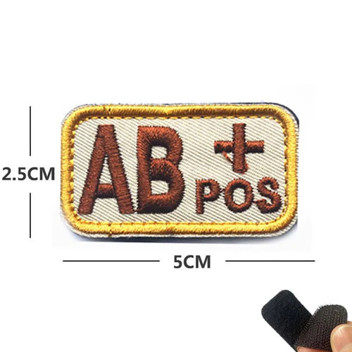 5*2.5CM Small Patch with Hook and Loop Blood Type A B AB O POS NEG