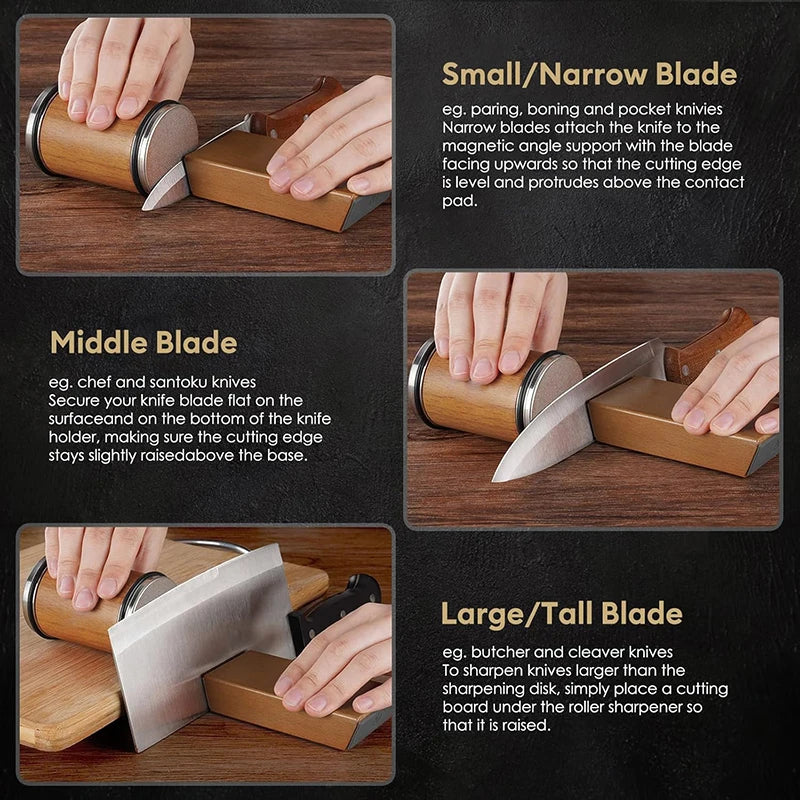 Rolling Knife Sharpener Magnetic Knife Holder Sharpening Stone 15/20