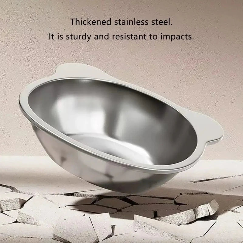 ‌304 Stainless Steel Raised Cat Bowl with 15° Elevated Design Tilted