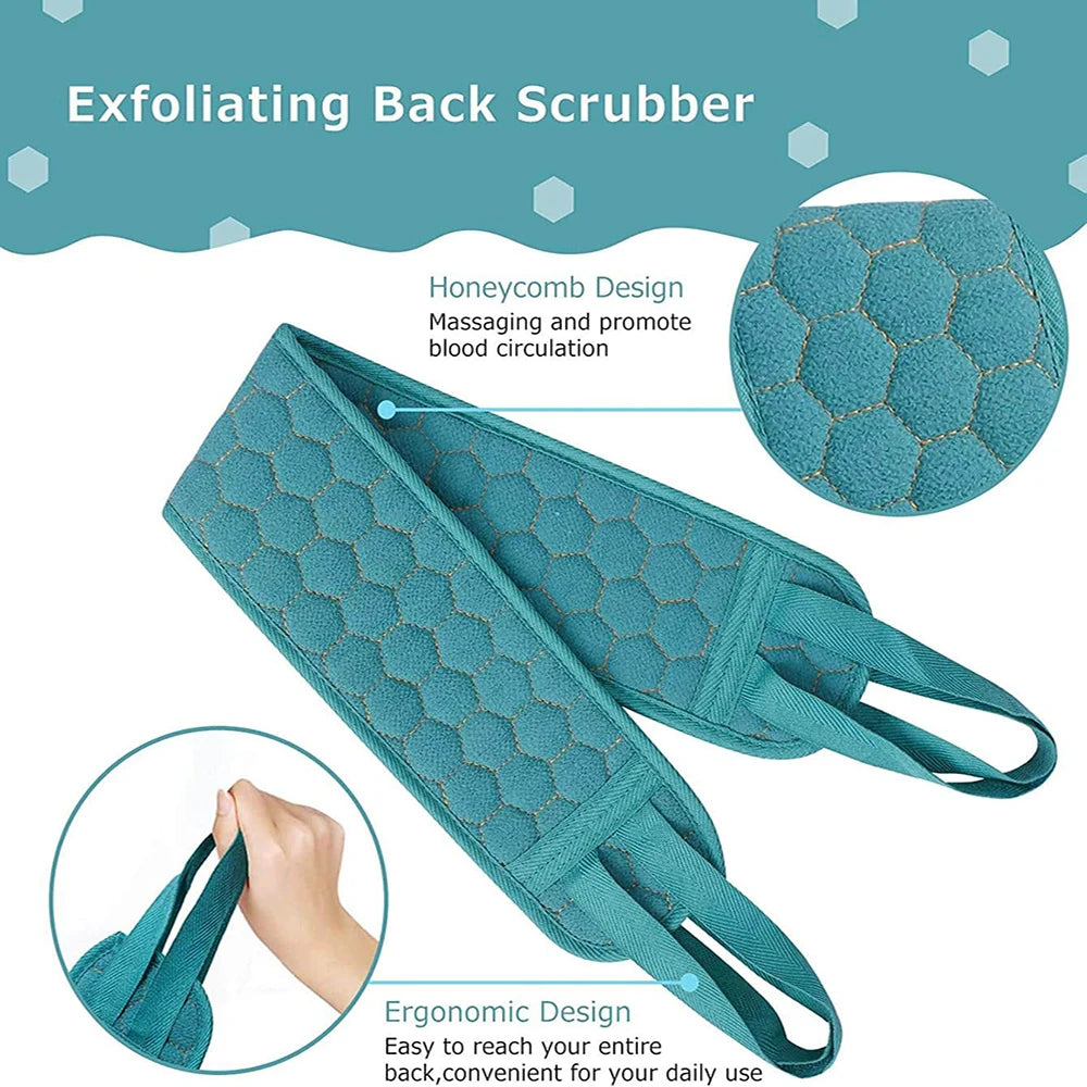 Exfoliating Body Scrubber Set - Includes Back Scrubber, Bath Glove And