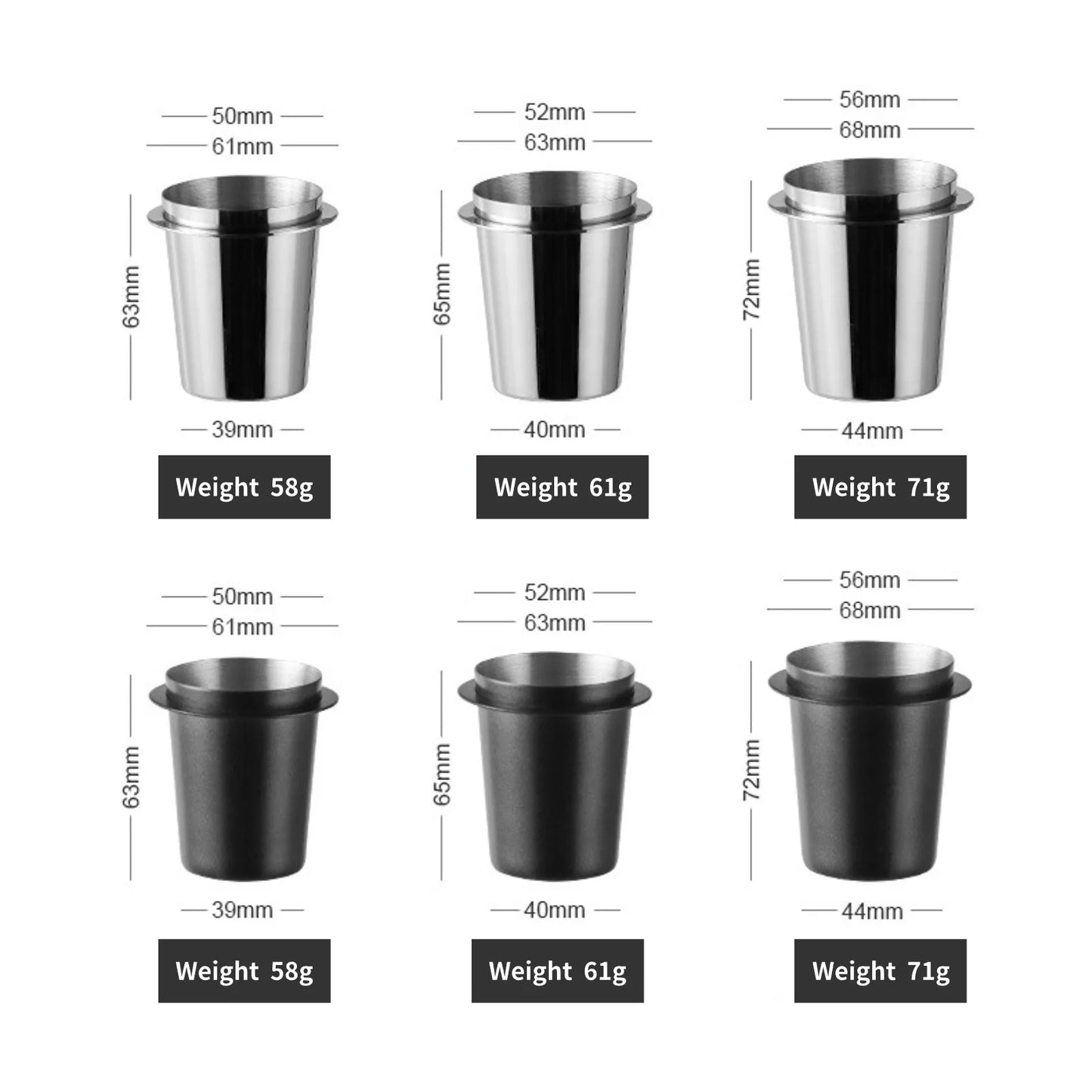 58/53/51mm Coffee Dosing Cup Sniffing Mug for Espresso Machine Wear