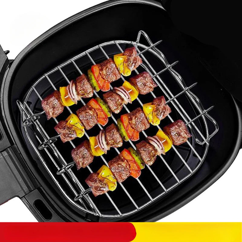 Outdoor grill set with skewers square air fryer grill steamer