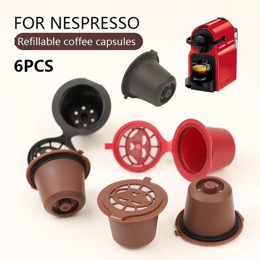 6PCS Refillable Reusable Nespresso Coffee Capsule Reutilisable