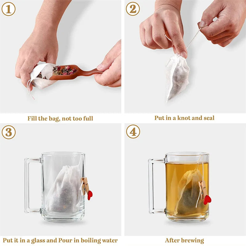JJYY 100 Pcs Disposable Tea Bags Filter Bags for Tea Infuser with
