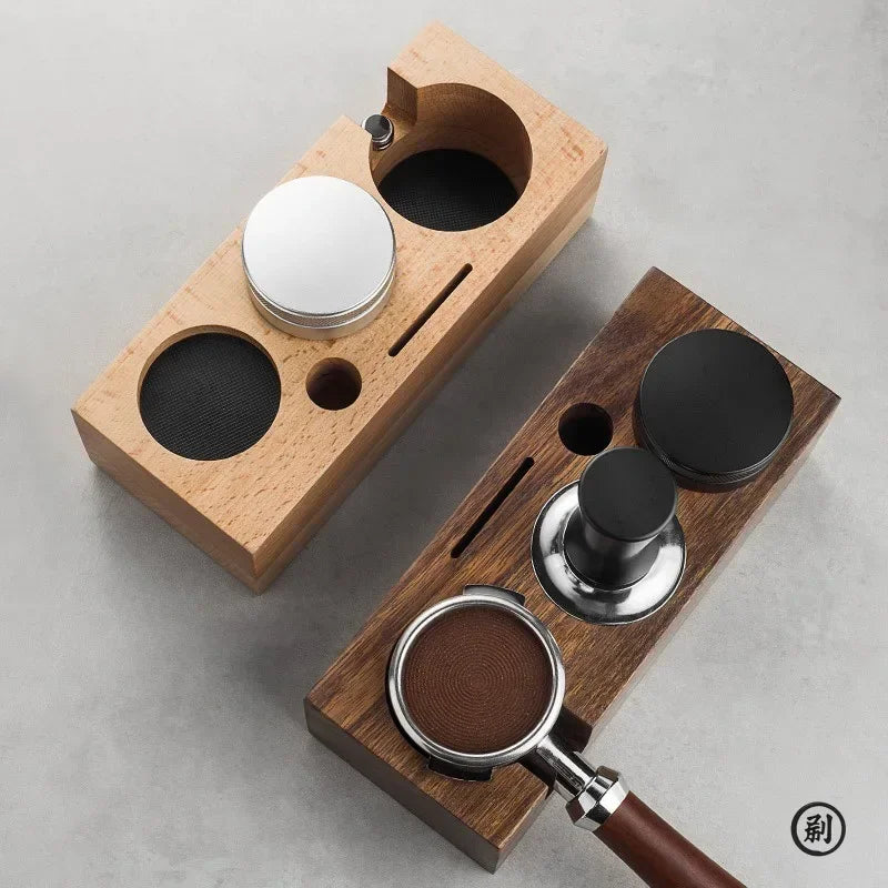 Coffee Tamper Station Stand Wooden Non-slip Espresso Holder Coffee