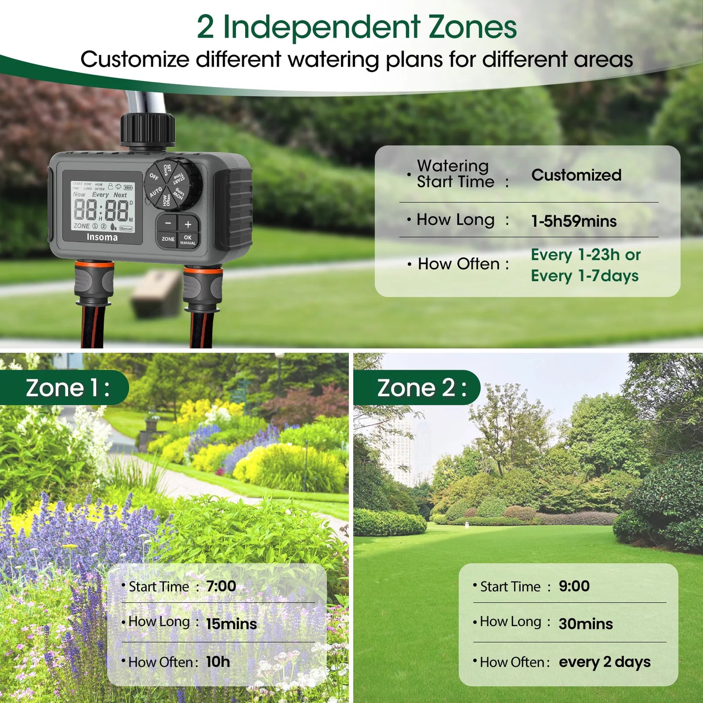 Insoma Smart Irrigation Watering System Dual Outlets Automatic Water