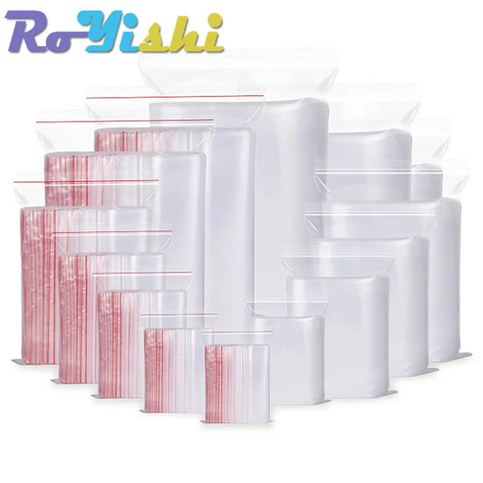 100 Pcs/Pack 5-12 Wire Self Seal Clear Plastic Poly Resealable Ziplock