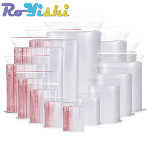 100 Pcs/Pack 5-12 Wire Self Seal Clear Plastic Poly Resealable Ziplock