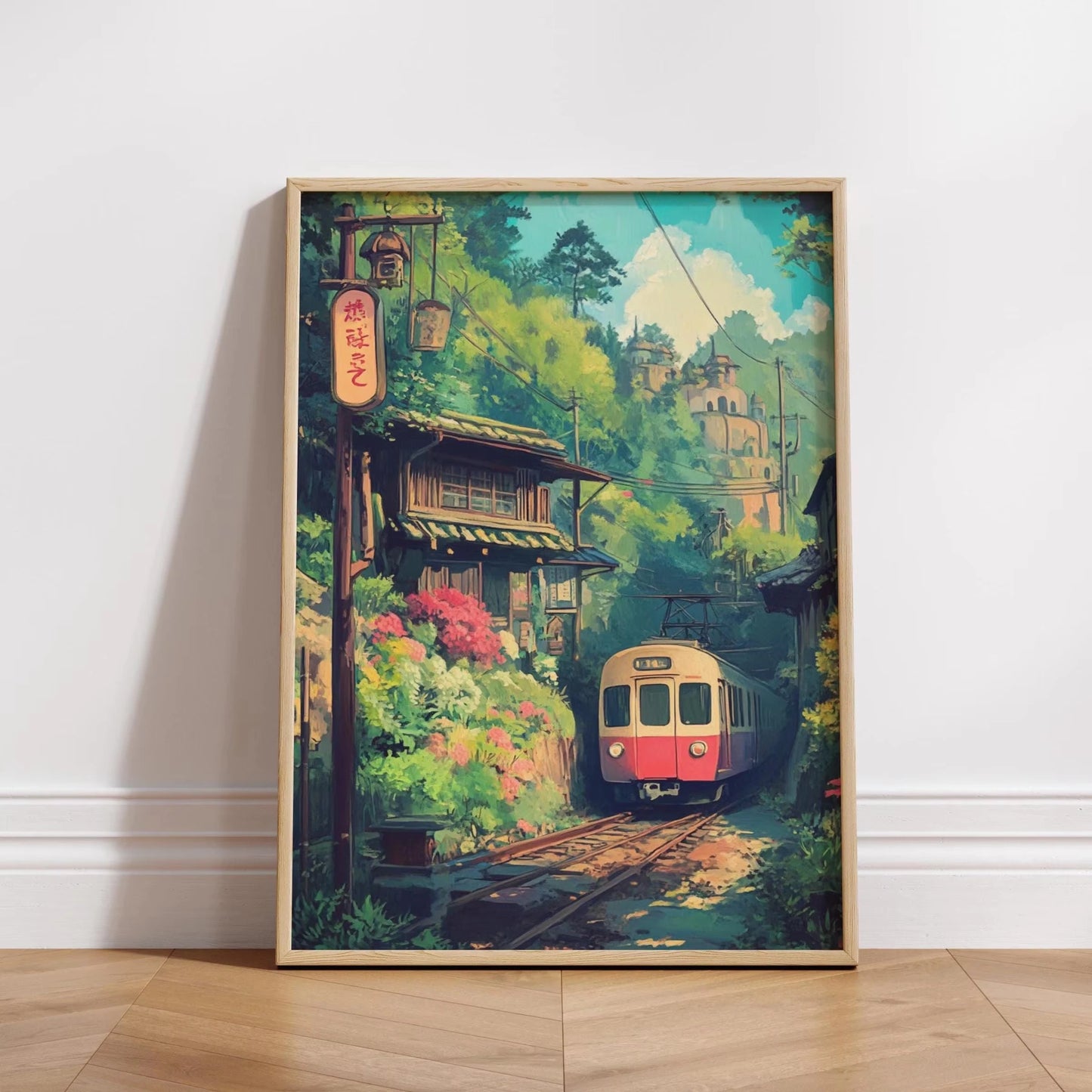 Vintage Japanese Landscape Canvas Print - Asian Art Railway Wall Art