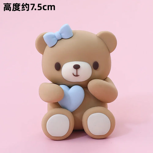 Pink Blue Bear Cake Topper Bear Doll Ornaments Insert Birthday Cake