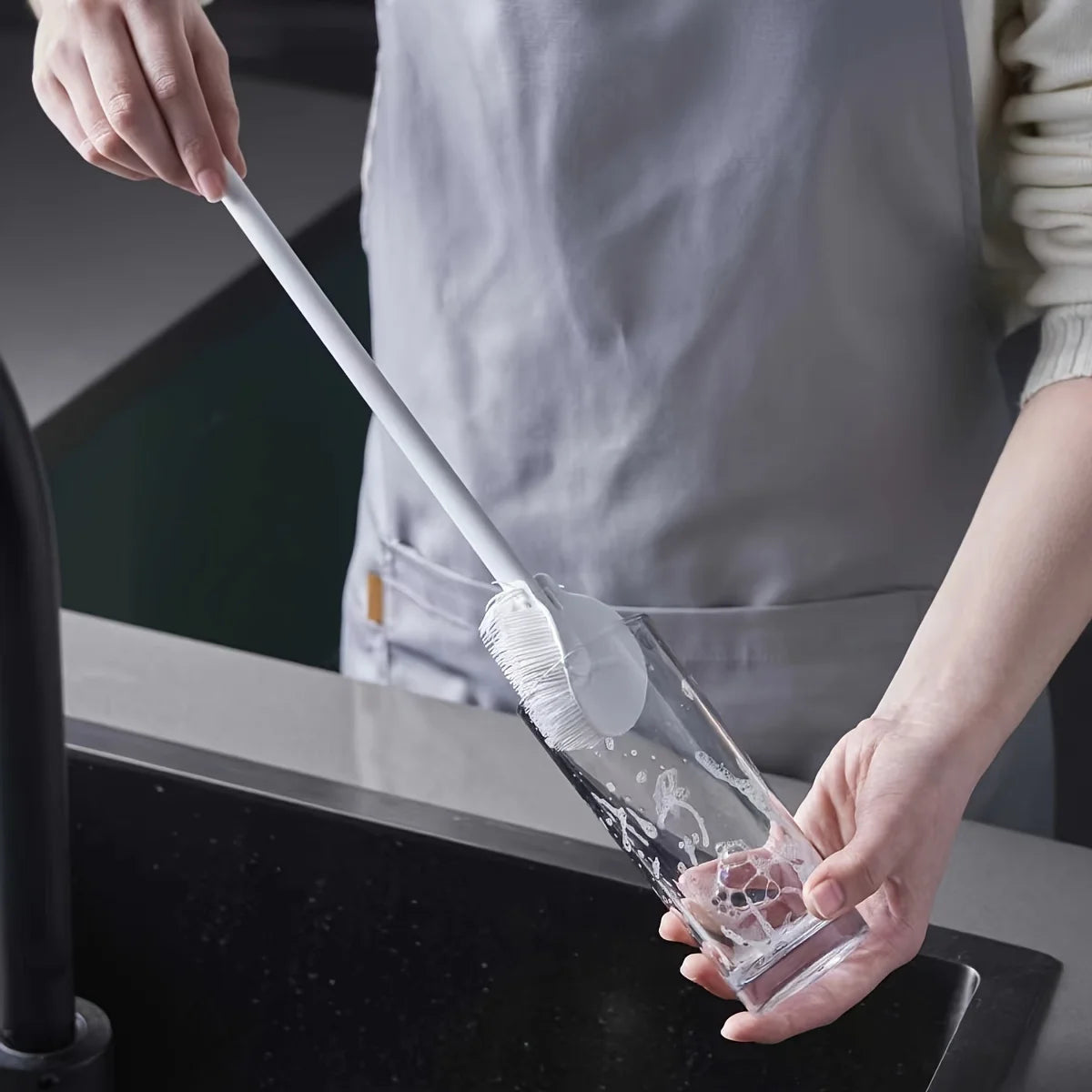 Foldable 360 degree comprehensive cleaning silicone brush with long