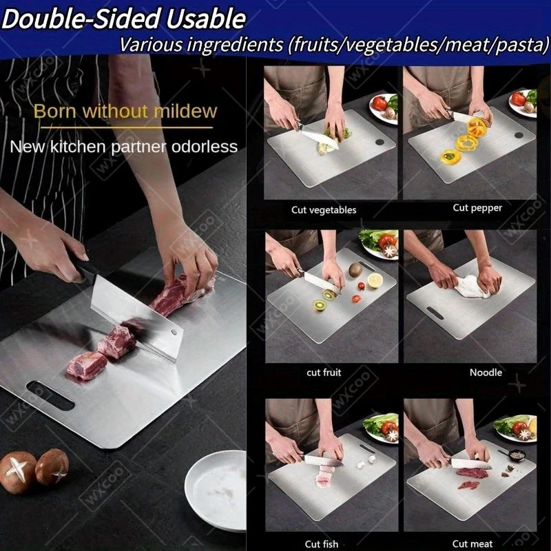 Double Sided 304 Stainless Steel Cutting Board Anti-Slip Chopping