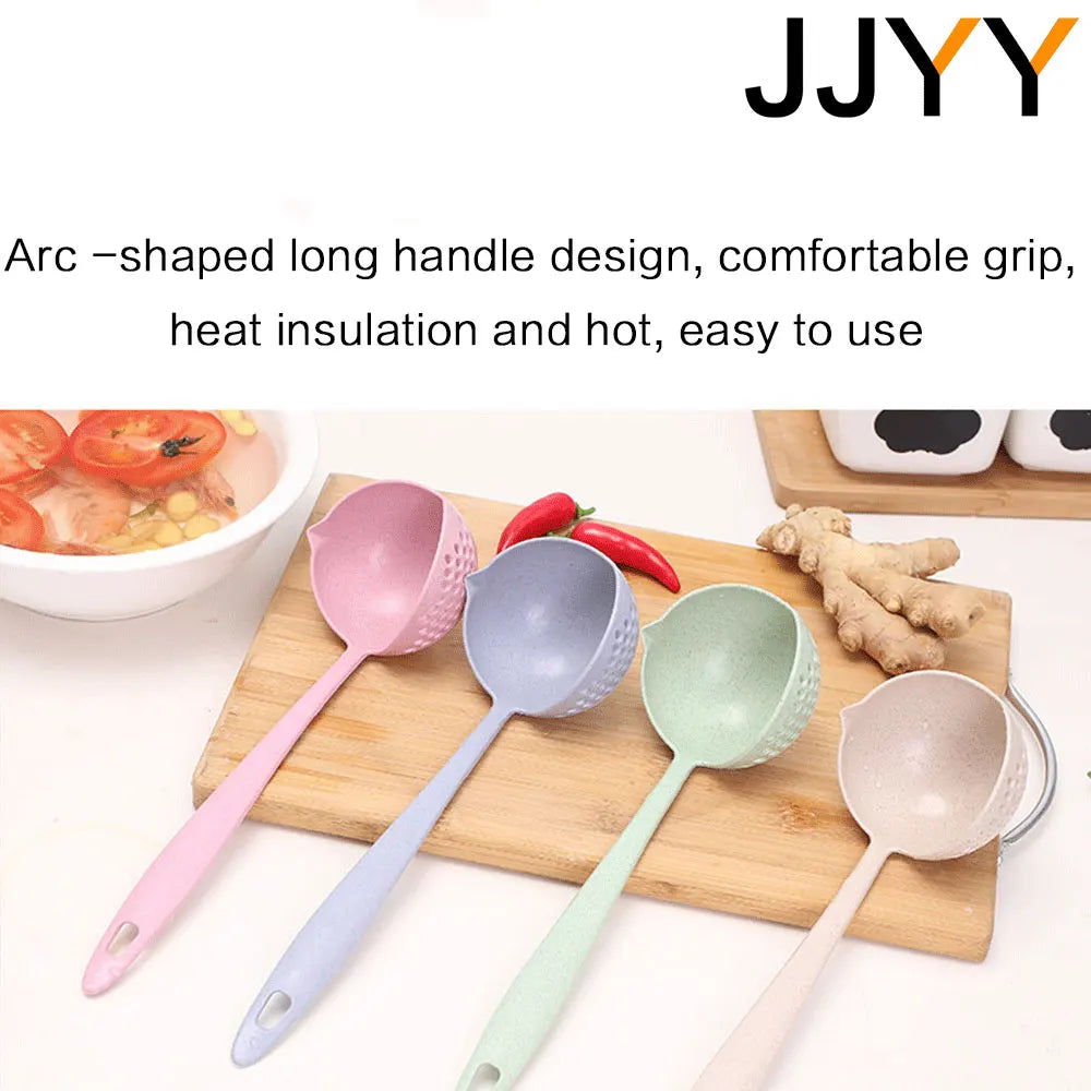 JJYY The 2 in 1 Kitchen Spoon Spoon Long handle Plastic Colander