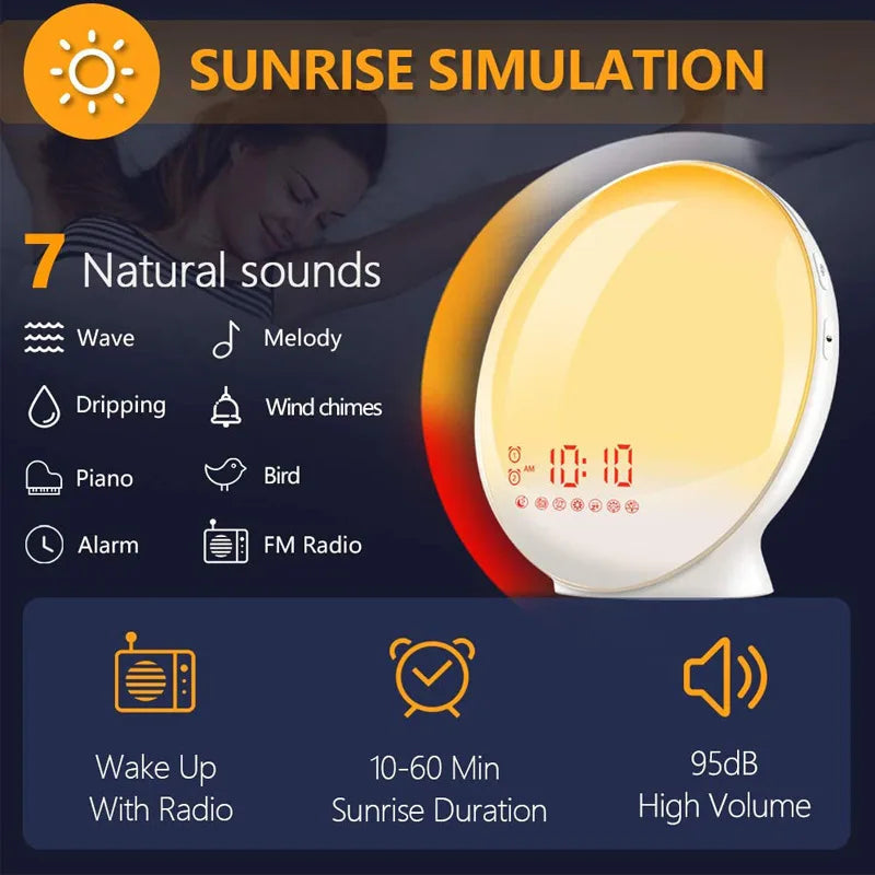 Sunrise Sunset Simulation Wake Up Alarm Clock with Colorful Atmosphere