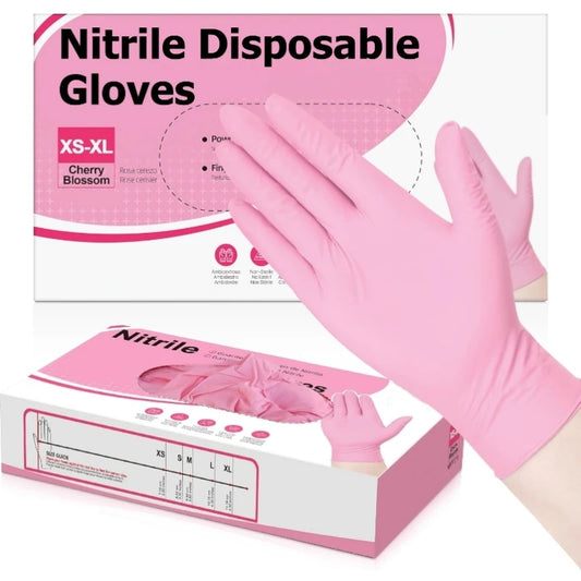 20/50/100PCS Pink Nitrile Disposable Gloves 3.5mil Latex Free